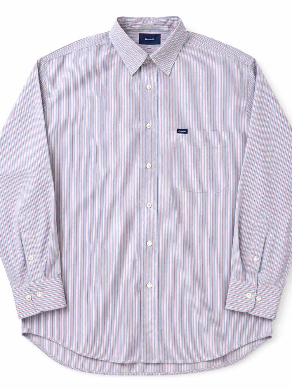 Faconnable Classique Men’s Blue Red Stripe Button Down Shirt Size L.